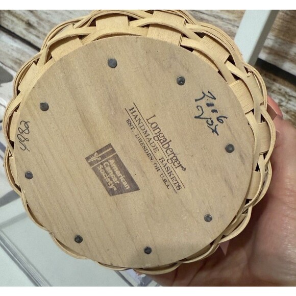 Longaberger 2006 Whitewashed Horizon of Hope  Liner Lid Basket Breast Cancer - Picture 9 of 11